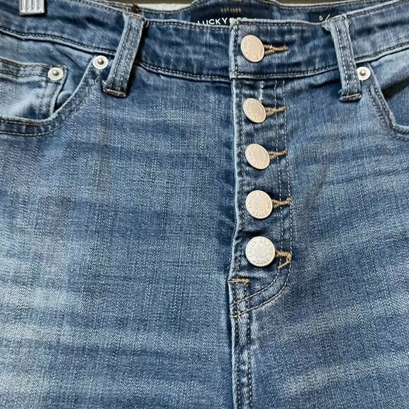 Lucky Brand Womens Blue Distressed Denim Button Fly Denim Skinny Jeans Size 6/28 - Picture 4 of 7